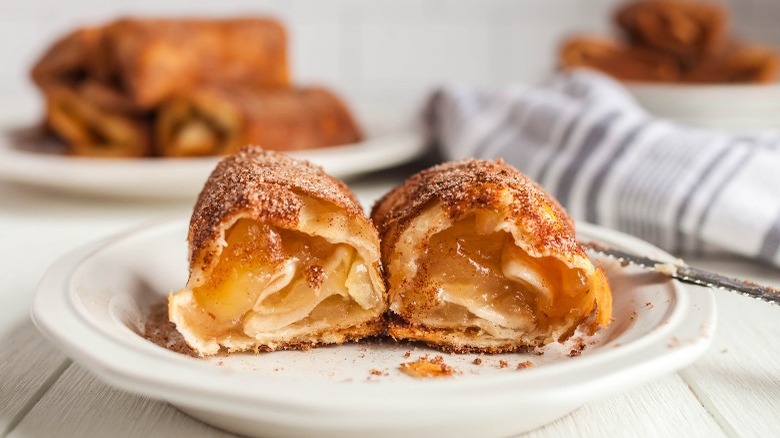 Apple chimichangas on a plate