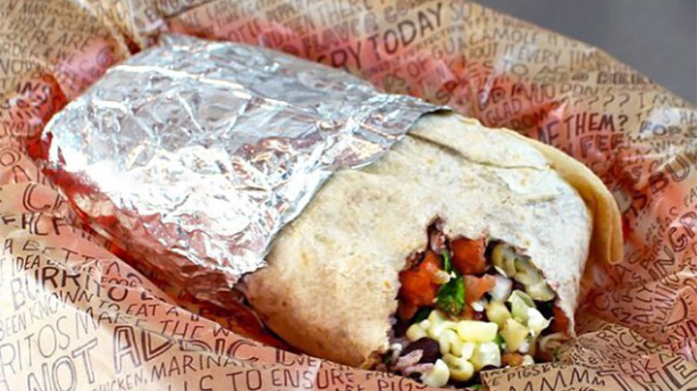 chipotle burrito in basket