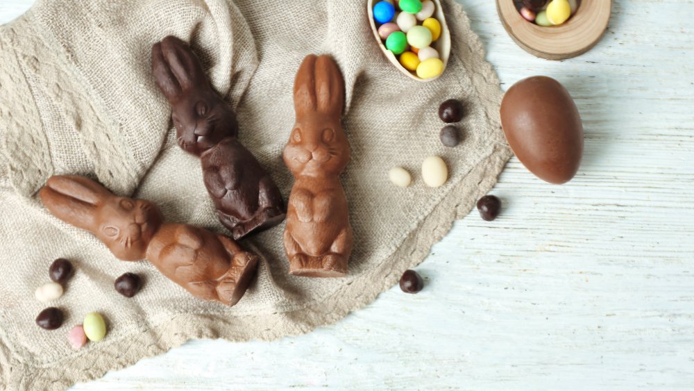 Gold chocolate easter bunnies