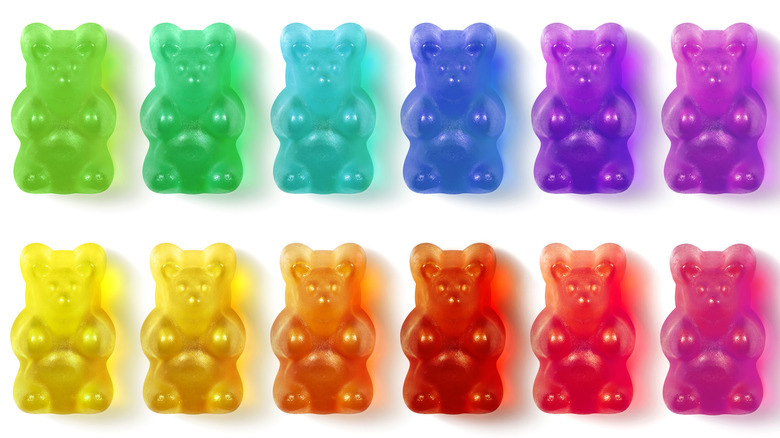 rows of Gummy bears candy