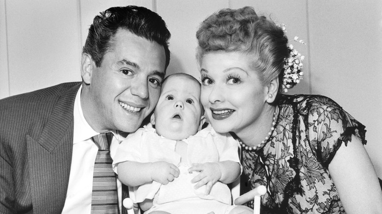 Lucille Ball, Desi Arnaz, and baby