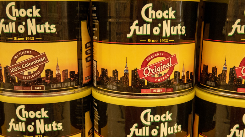 Cans of Chock Full O'Nuts coffee
