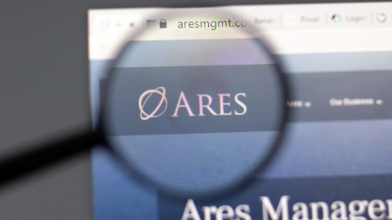 ares management logo with magnifying glass