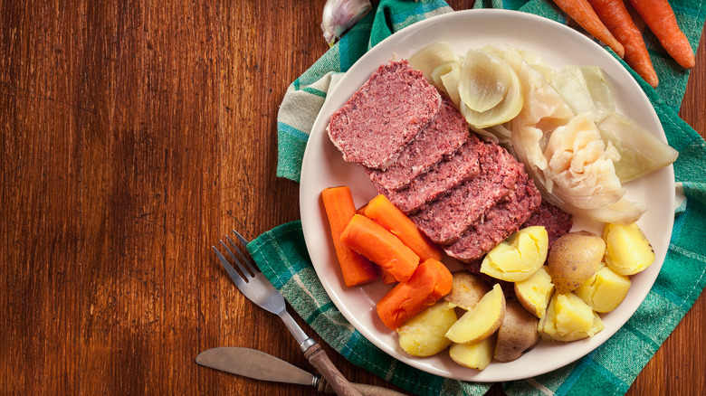 canned corned beef and cabbage on plate