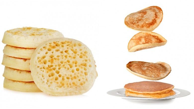 stack of crumpets and pancakes