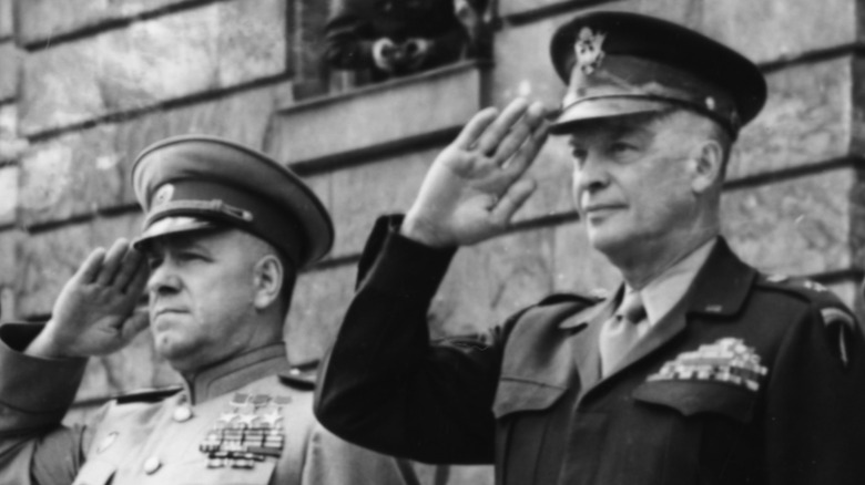 Eisenhower and Zhukov saluting