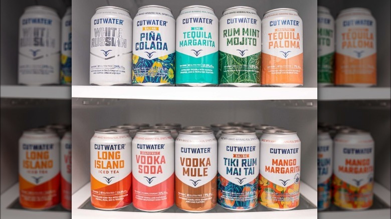 Cutwater canned cocktails in fridge