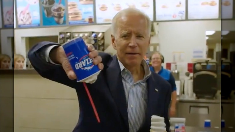 Joe Biden flipping a Blizzard