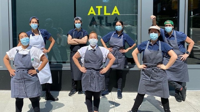 Atla restaurant crew wearing face masks