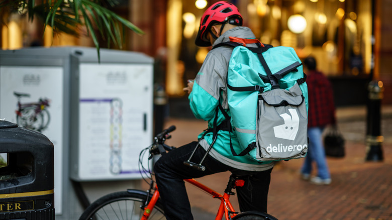 Deliveroo rider on bicycle