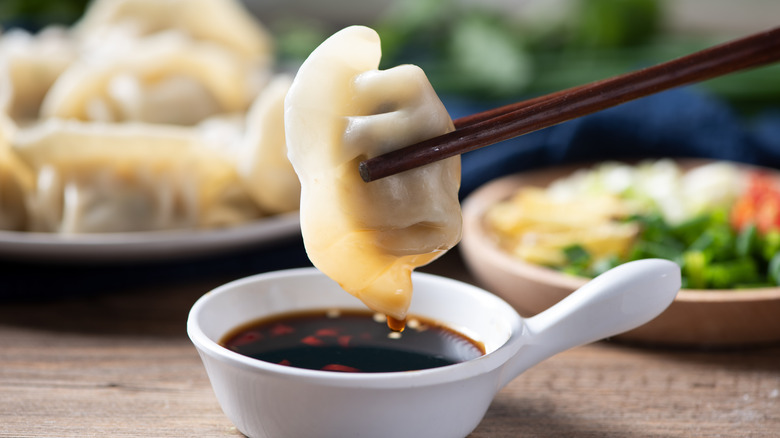 Eating dim sum with chopsticks