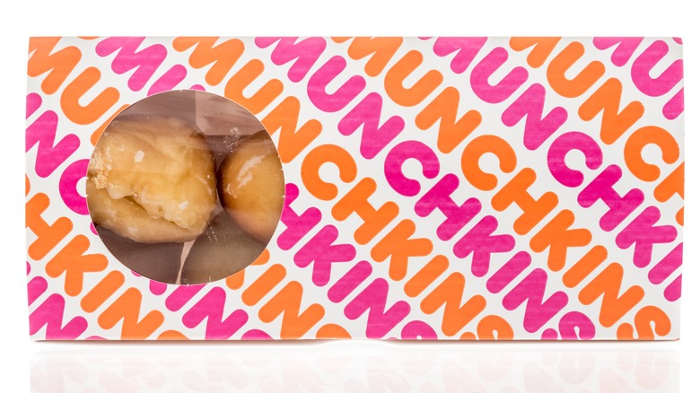 Box of munchkins on white background