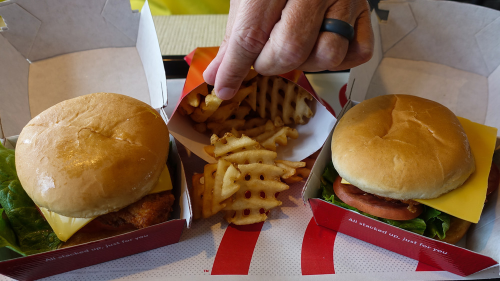 Chick-fil-A chicken sandwich waffle fries