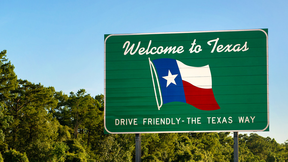 "Welcome to Texas" highway sign