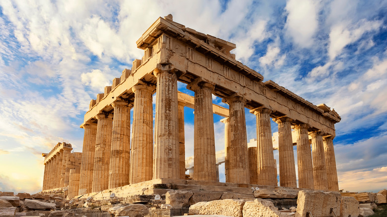 Parthenon against blue skies