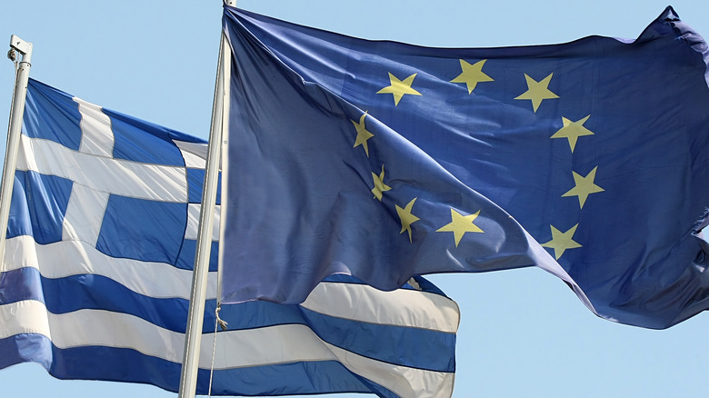 Greek and European Union flags