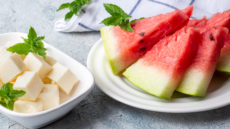 Feta and watermelon