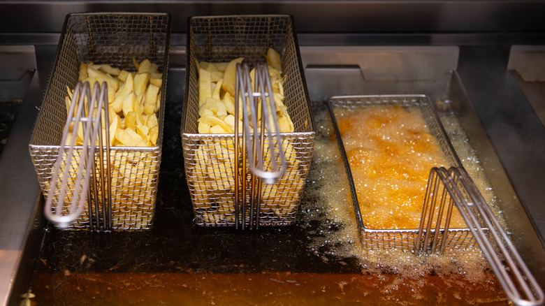 frying fish and chips