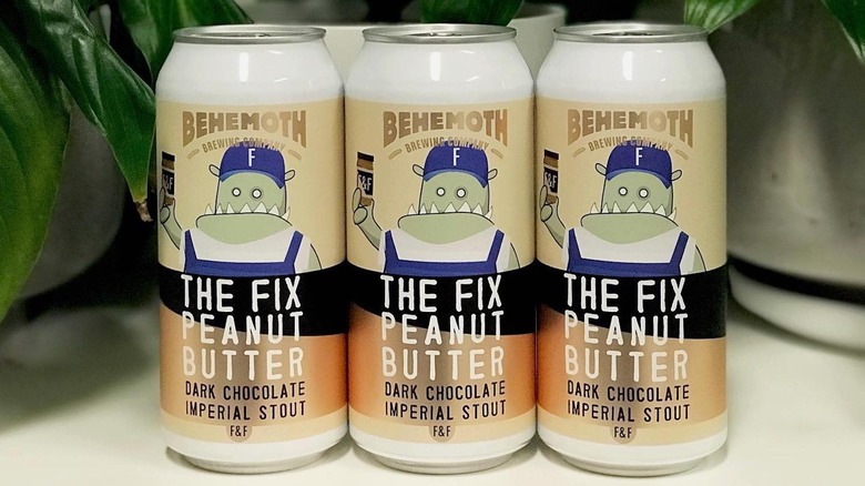 cans of Behemoth and Fix & Fogg peanut butter stout