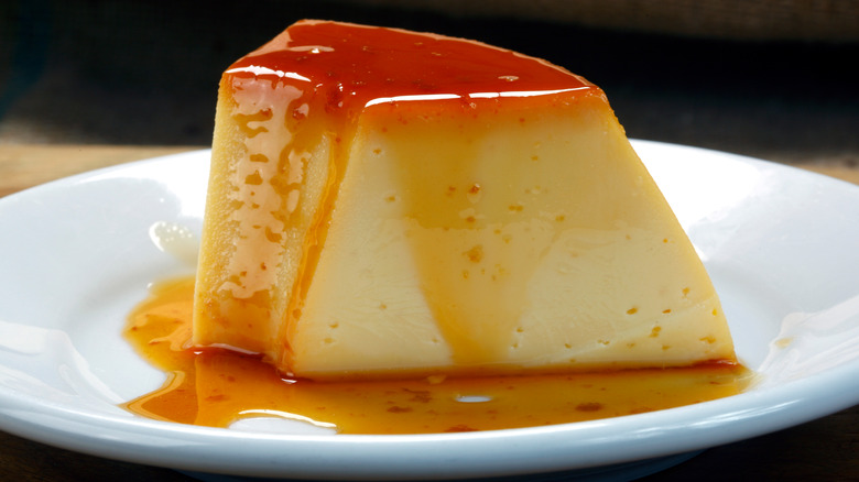 Slice of caramel flan