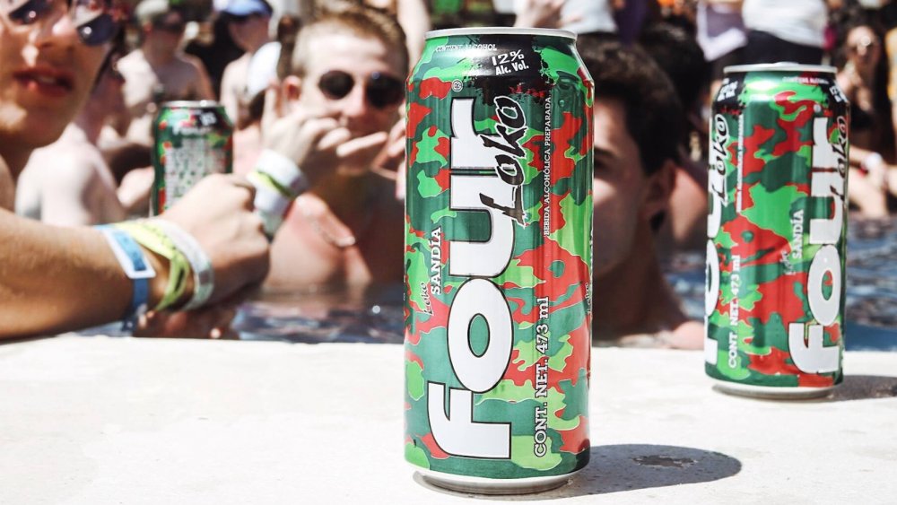 Four Loko advertisement depicting a crowded pool party