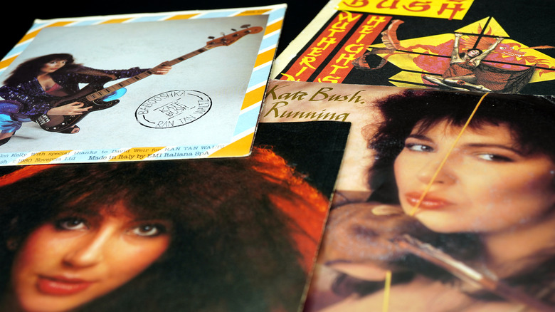 A pile of Kate Bush albums.