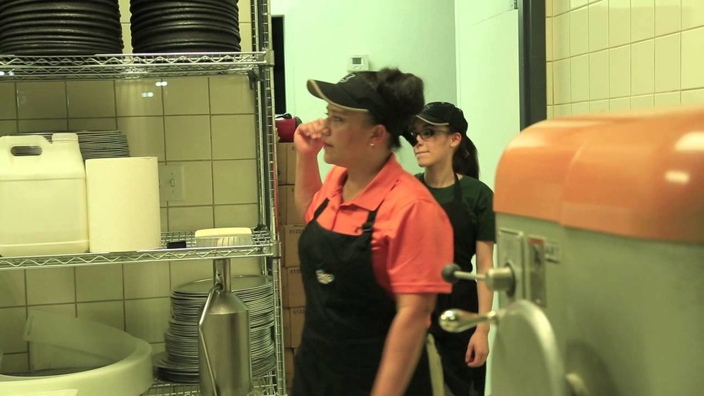 Mr. Gatti's Pizza employees in kitchen