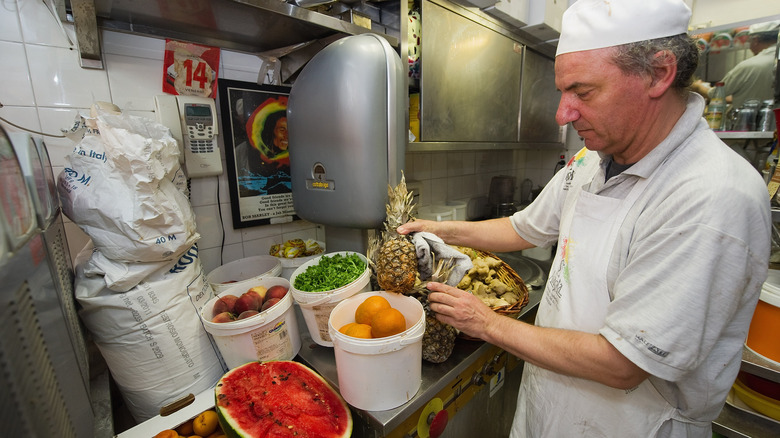 fresh ingredients in gelato shop kitchen