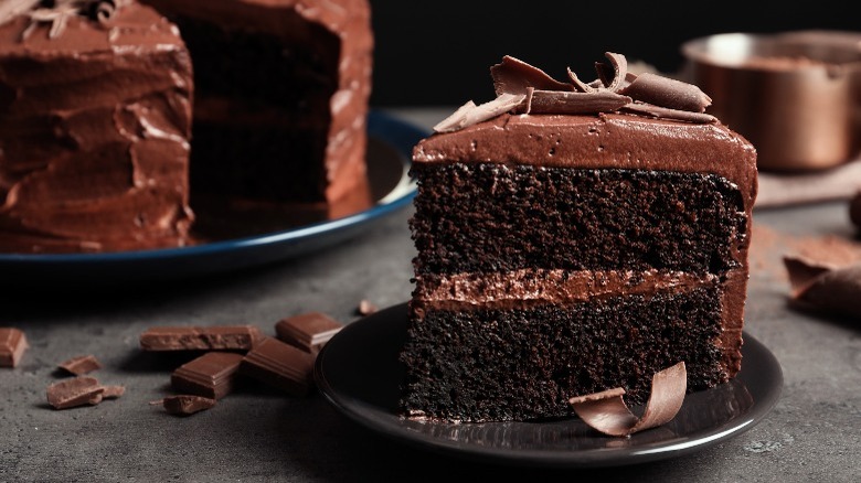 Slice chocolate cake