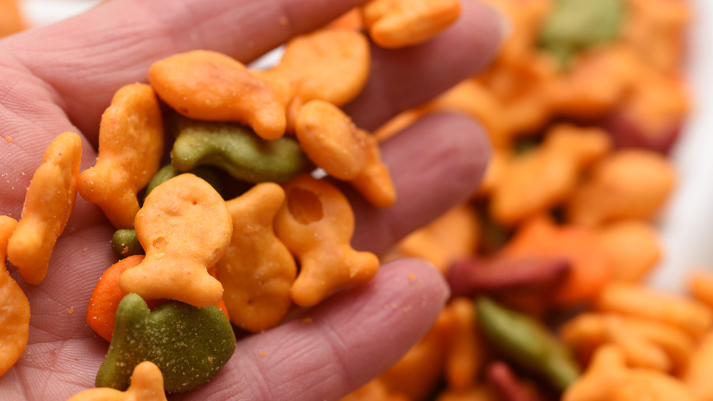 Goldfish crackers in a hand