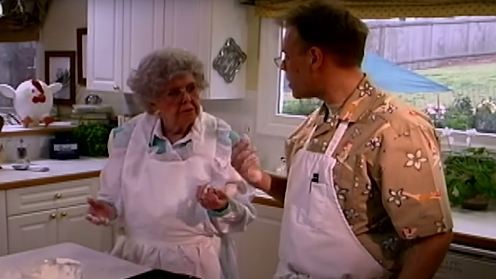 Alton Brown making biscuits with his grandmother, Ma Mae