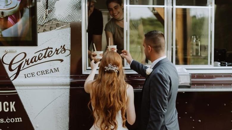 Wedding couple at Graeter's truck