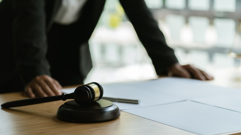 a gavel on a desk