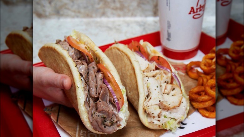 A meaty gyro sandwich from Arby's