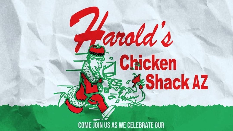 Harold's Chicken Shack logo on sign