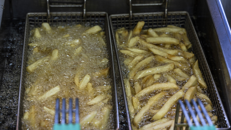 French fries in deep fryer