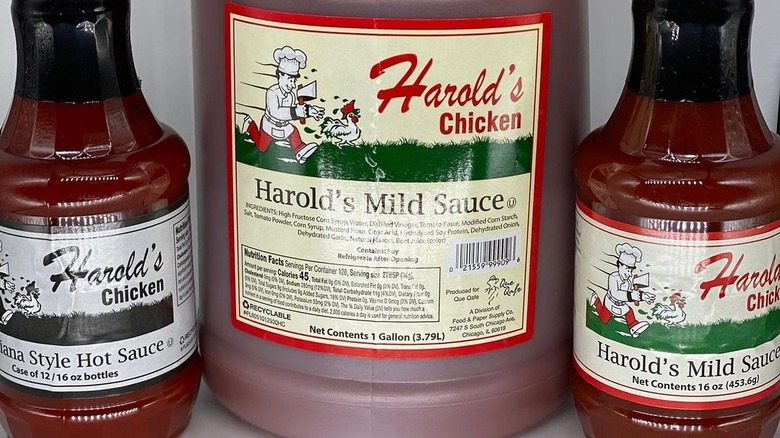 Bottles of Harold's Mild Sauce