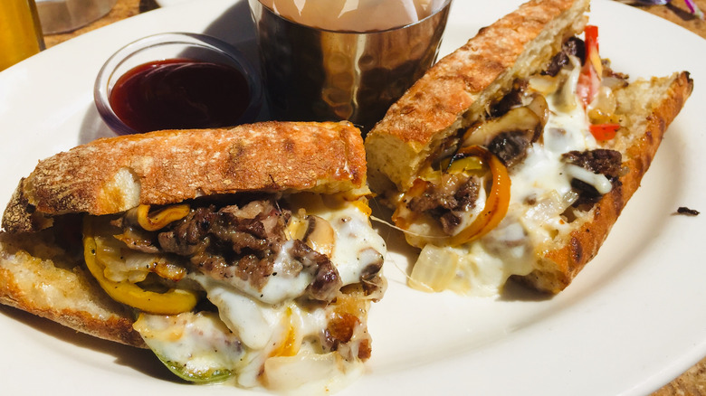 cheesesteak sandwich with mayo