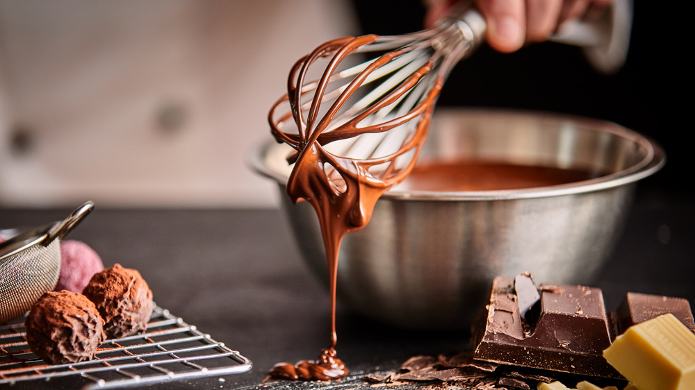 Whisk dripping chocolate