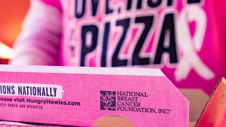 Pink pizza box close-up