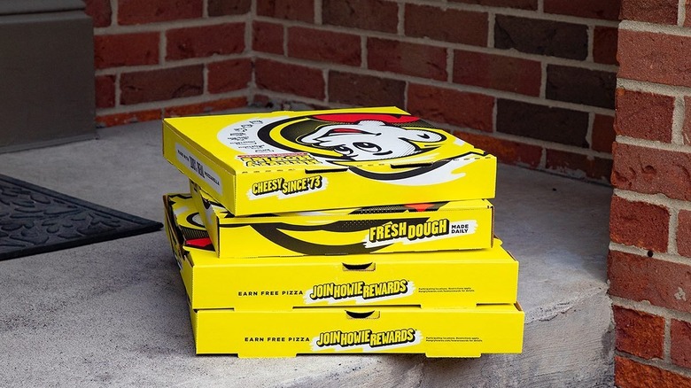 Stack of pizza boxes