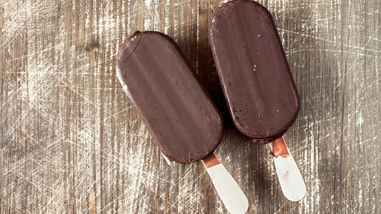 two chocolate ice cream bars