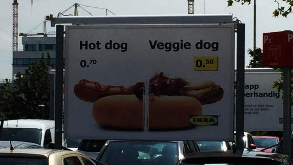 IKEA's veggie hot dogs sign