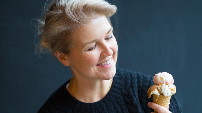 Jeni Britton Bauer looking at an ice cream cone