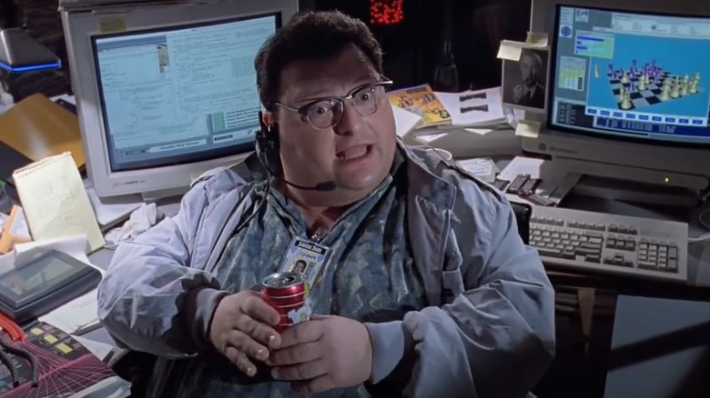 Wayne Knight drinks Jolt in Jurassic Park