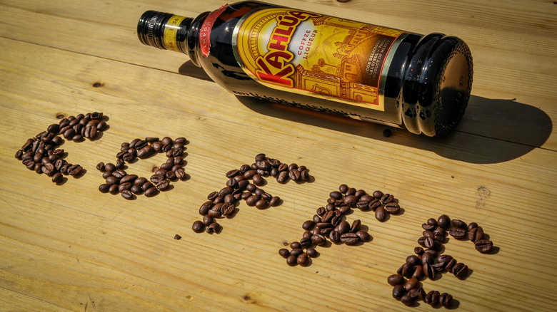 Kahlúa and coffee beans