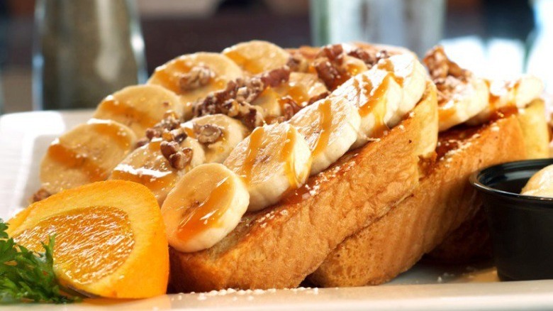 Banana nut caramel french toast at Keke's Cafe