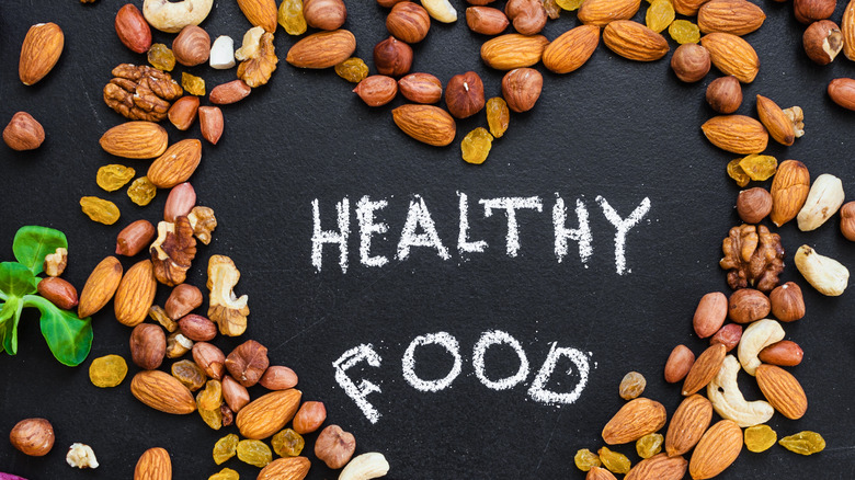 Nuts and Healthy Food sign