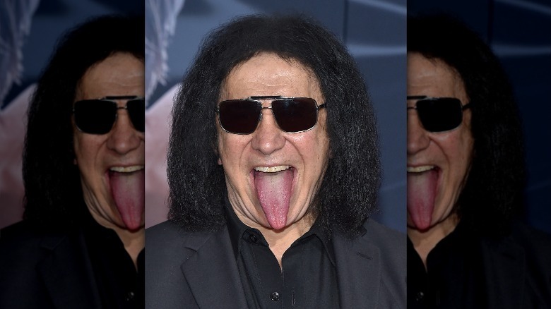 Gene Simmons sticking out tongue