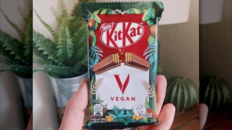 A Kit Kat vegan candy bar 